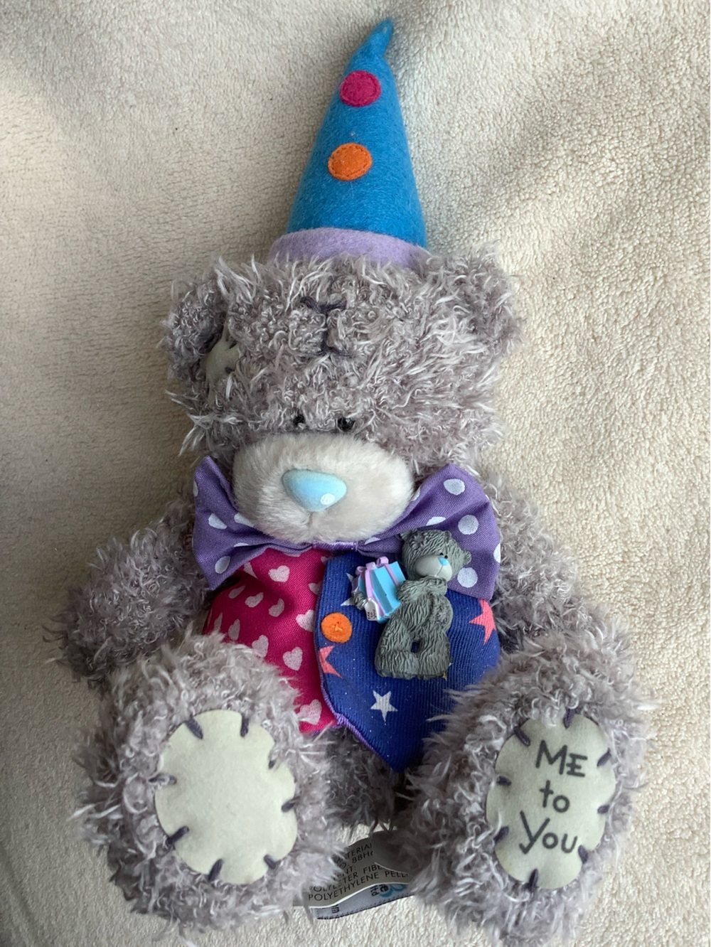 Me to You Plush Tatty Bear in Clown Party Outfit Stuffed Animal Toy w Bonus Pin